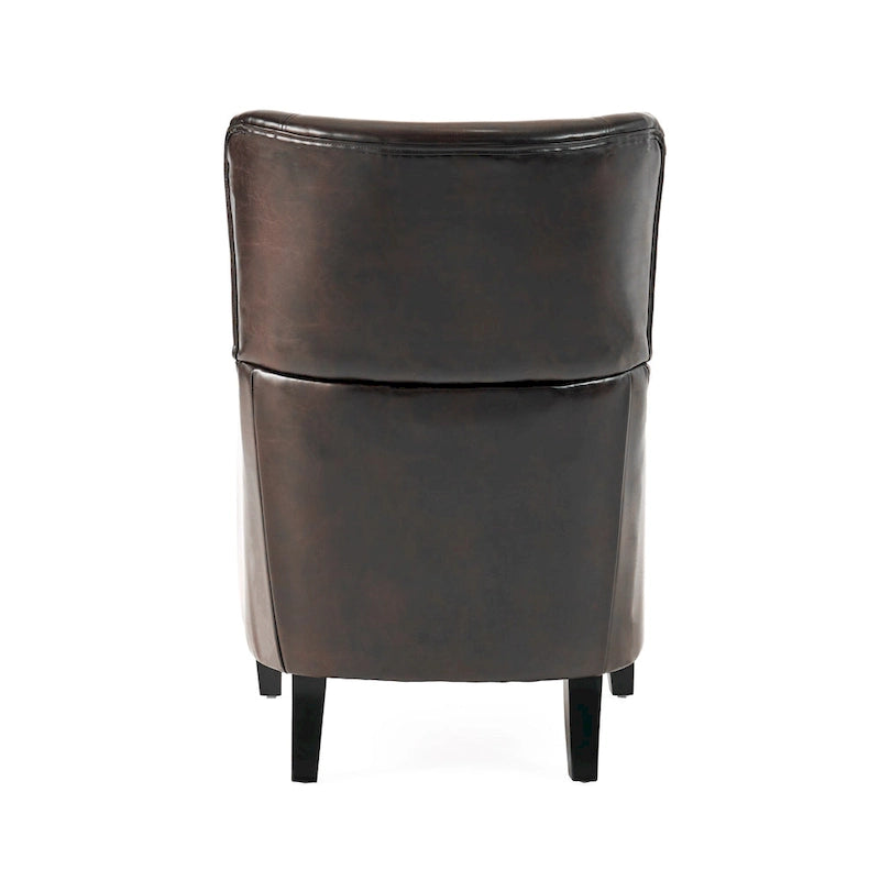 High Back Wingback Accent Chair – Single Seat with Birch Wood Legs