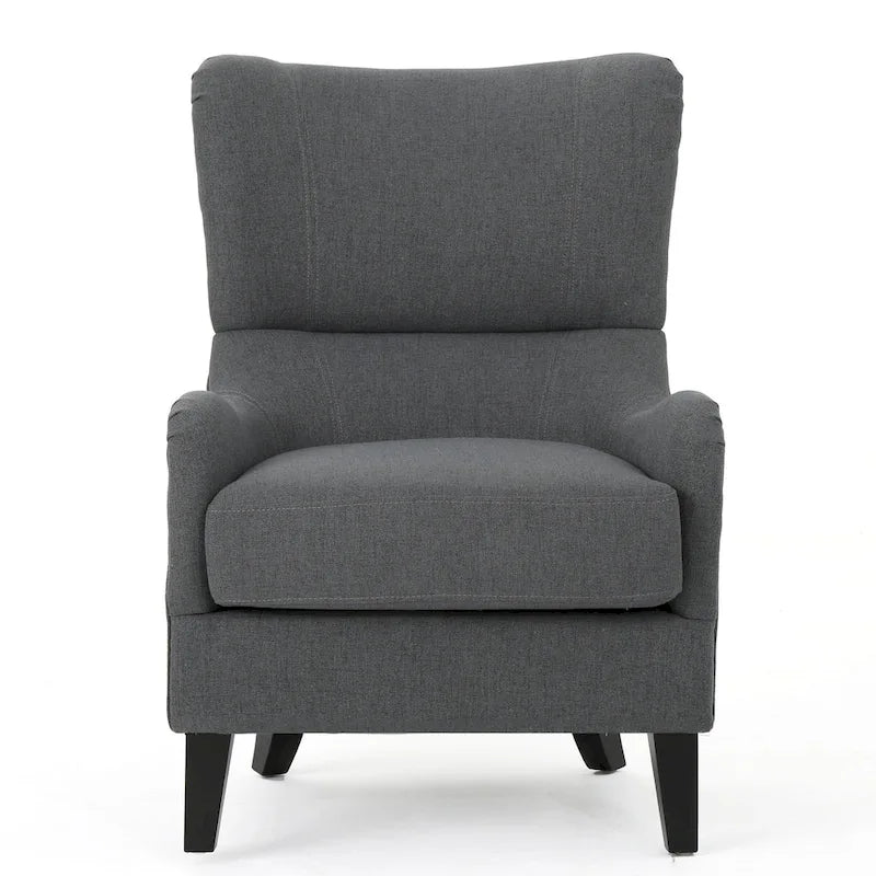 High Back Wingback Accent Chair – Single Seat with Birch Wood Legs
