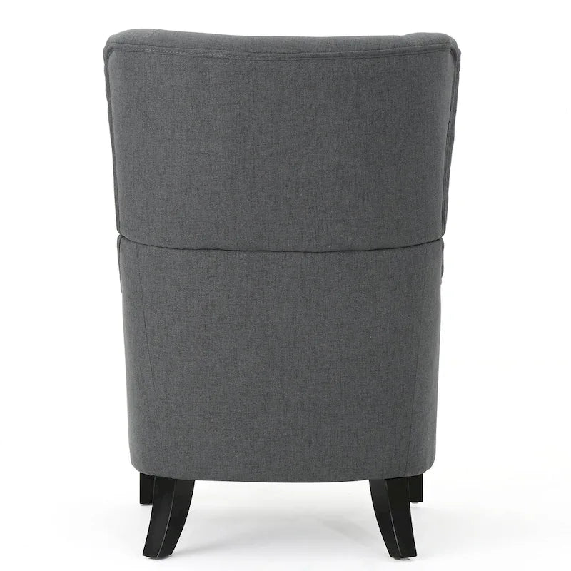 High Back Wingback Accent Chair – Single Seat with Birch Wood Legs