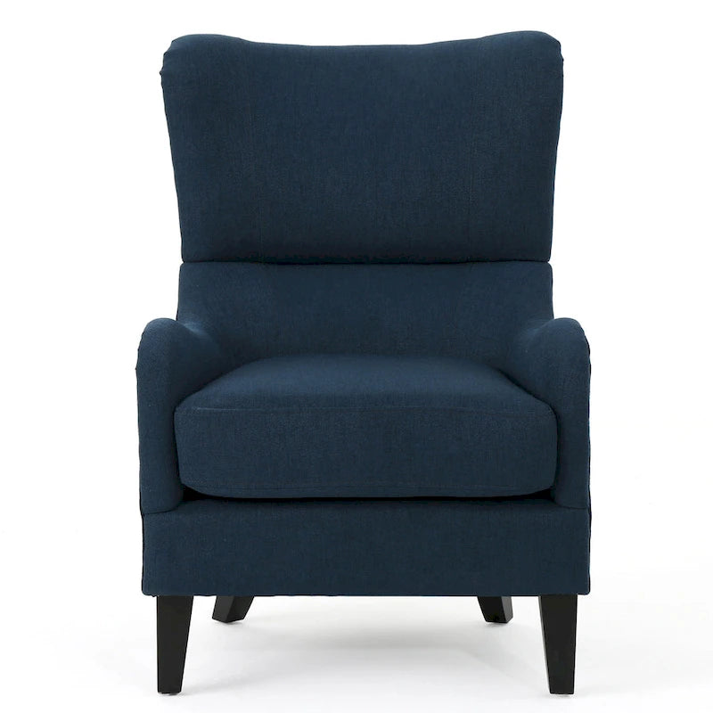 High Back Wingback Accent Chair – Single Seat with Birch Wood Legs