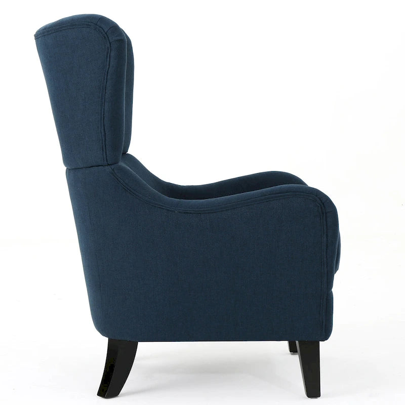 High Back Wingback Accent Chair – Single Seat with Birch Wood Legs