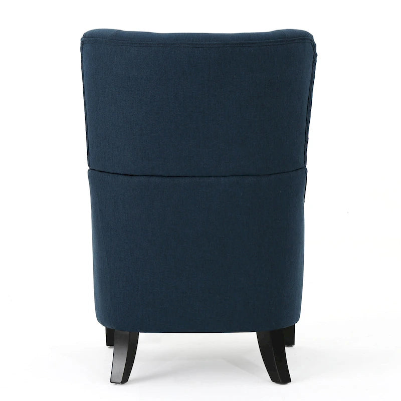 High Back Wingback Accent Chair – Single Seat with Birch Wood Legs
