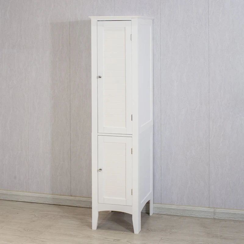 5-Tier Narrow Freestanding Storage Cabinet – Shutter Doors & Adjustable Shelves