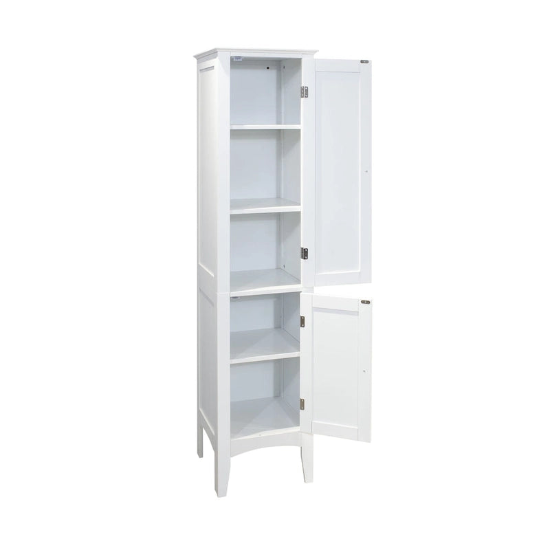 5-Tier Narrow Freestanding Storage Cabinet – Shutter Doors & Adjustable Shelves