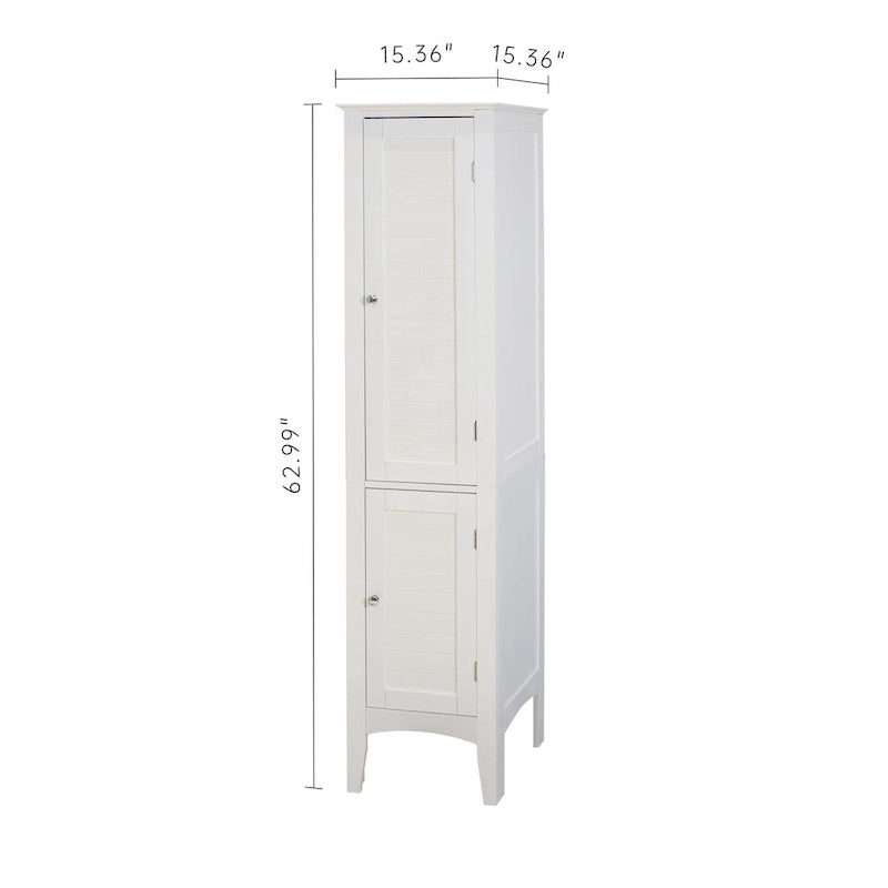 5-Tier Narrow Freestanding Storage Cabinet – Shutter Doors & Adjustable Shelves