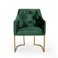 Modern Glam Velvet Tufted Accent Chair – Diamond Stitch & Gold Iron Base