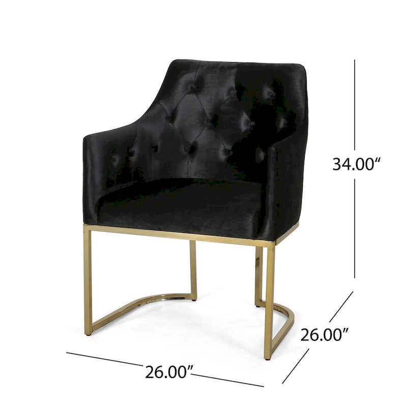 Modern Glam Velvet Tufted Accent Chair – Diamond Stitch & Gold Iron Base