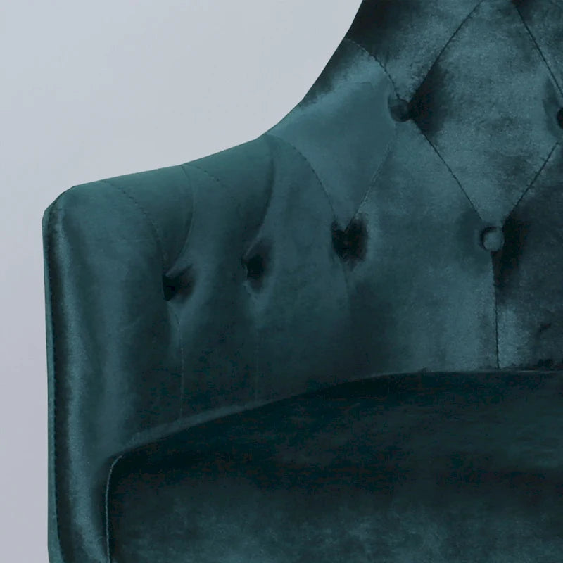 Modern Glam Velvet Tufted Accent Chair – Diamond Stitch & Gold Iron Base