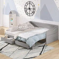 Solid Wood Daybed with Extendable Trundle & 2 Storage Drawers – Twin to King Convertible
