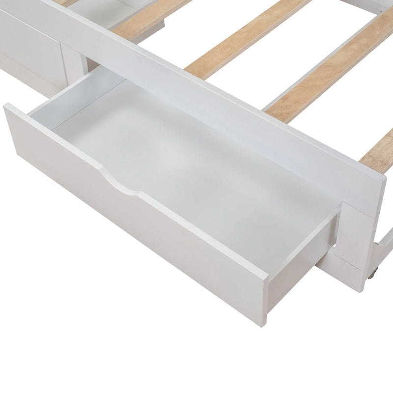 Solid Wood Daybed with Extendable Trundle & 2 Storage Drawers – Twin to King Convertible
