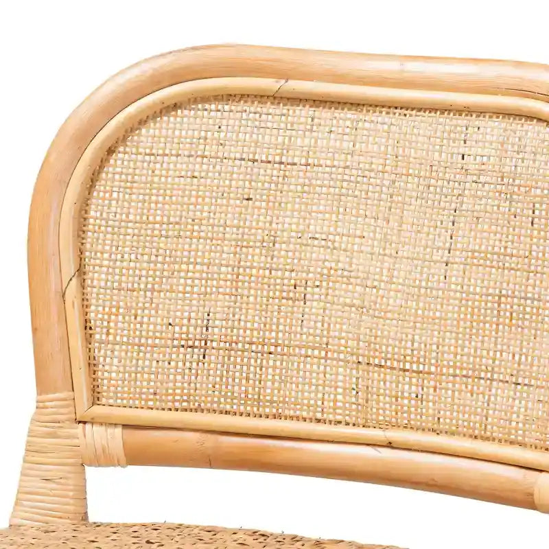 Bohemian Natural Rattan Bar Stool – Round Woven Back & Footrest, Bar or Counter Height