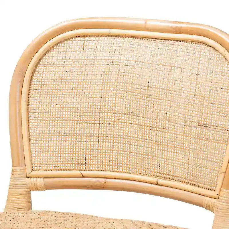 Bohemian Natural Rattan Bar Stool – Round Woven Back & Footrest, Bar or Counter Height