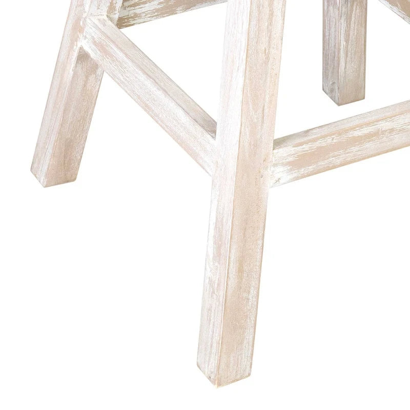 Coconut Shell Saddle Seat Counter Stool – Mango Wood Base, Backless Coastal Style