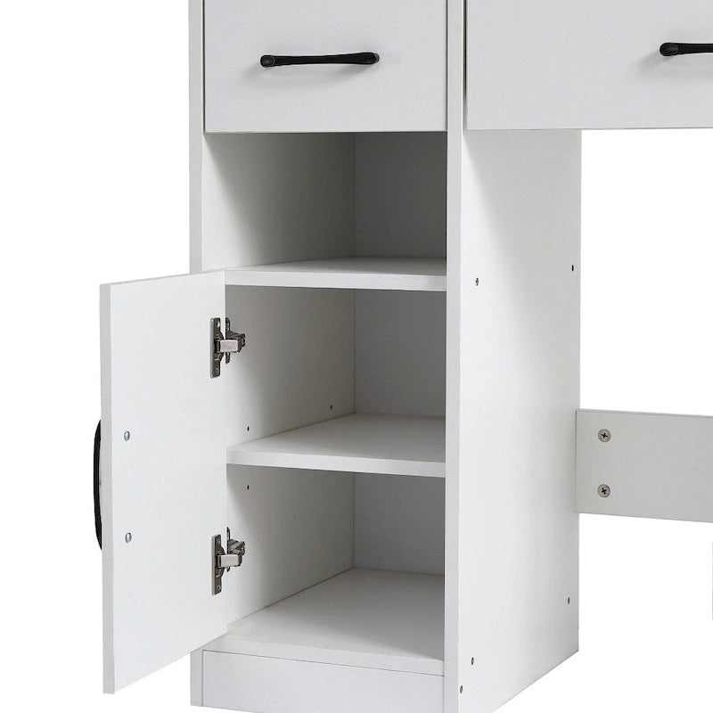 LED Lighted Mirror Vanity Table with Drawers & Storage Cabinet — White