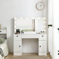LED Lighted Mirror Vanity Table with Drawers & Storage Cabinet — White