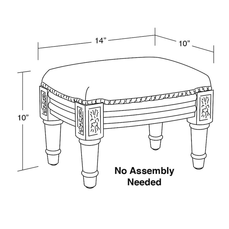 Peony Print Linen Upholstered Footstool with Natural Wood Stain Frame — Taupe