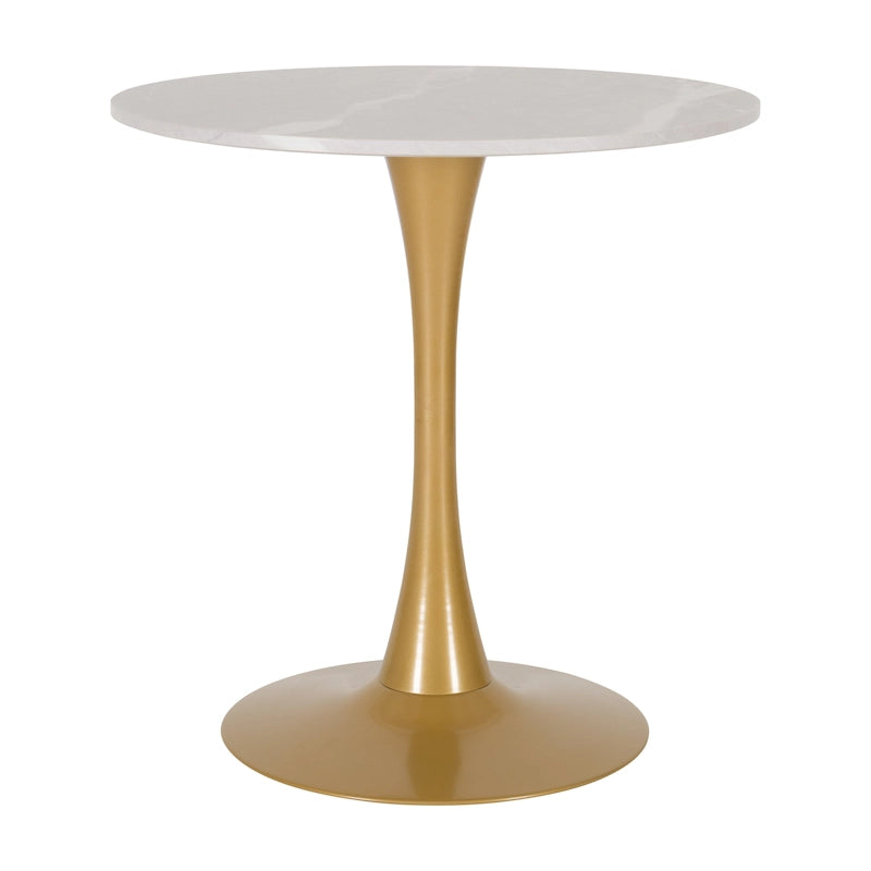 28" Round Bistro Table with Marble-Look Top & Metal Pedestal Base — Seats 3