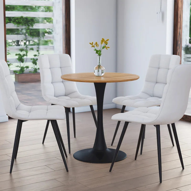 28" Round Bistro Table with Marble-Look Top & Metal Pedestal Base — Seats 3