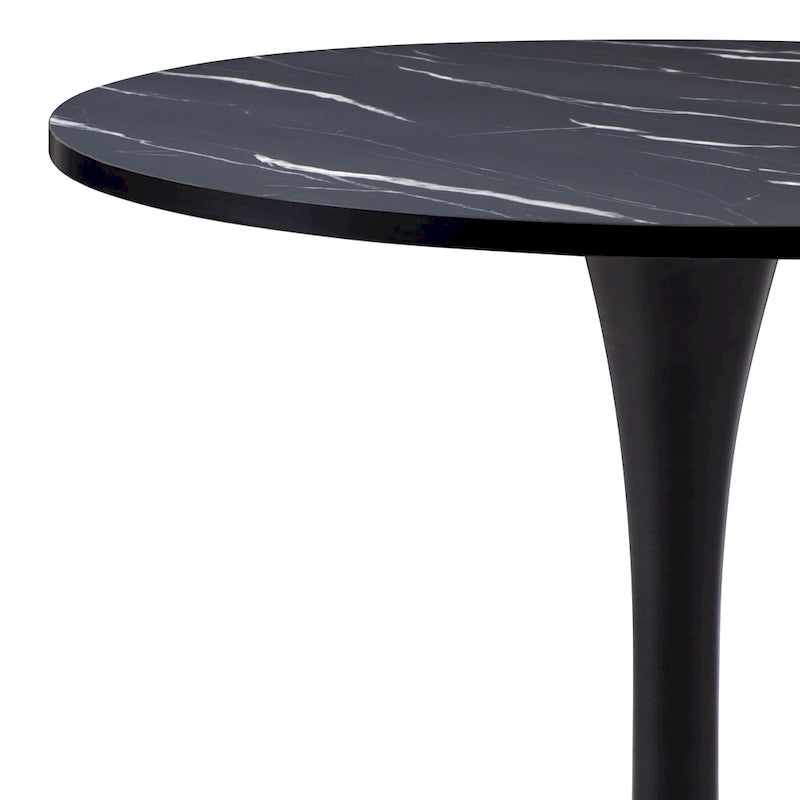 28" Round Bistro Table with Marble-Look Top & Metal Pedestal Base — Seats 3