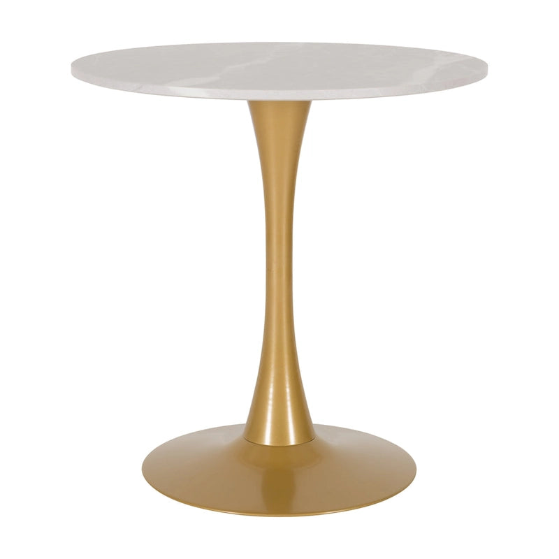 28" Round Bistro Table with Marble-Look Top & Metal Pedestal Base — Seats 3