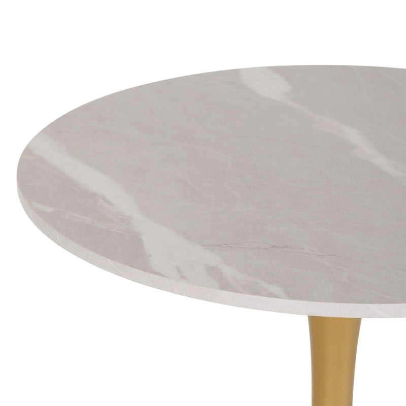 28" Round Bistro Table with Marble-Look Top & Metal Pedestal Base — Seats 3