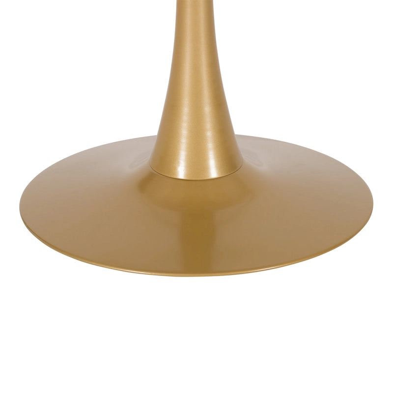 28" Round Bistro Table with Marble-Look Top & Metal Pedestal Base — Seats 3