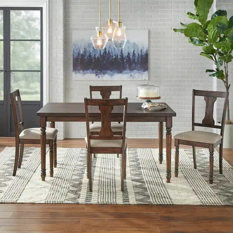 60" Rectangular Dining Table with Turned Wood Legs — Rustic Farmhouse Style