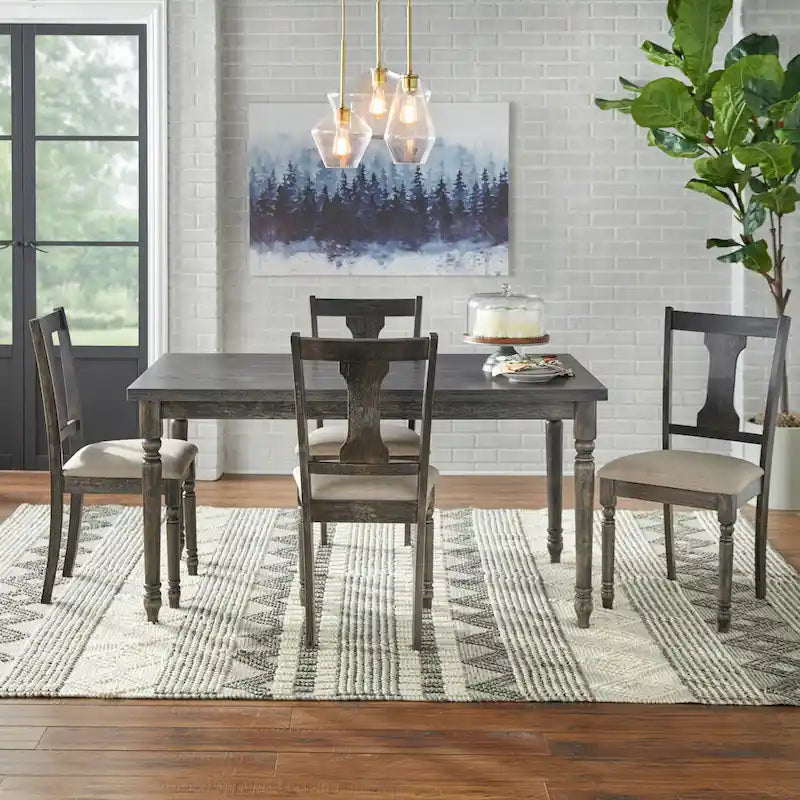 60" Rectangular Dining Table with Turned Wood Legs — Rustic Farmhouse Style