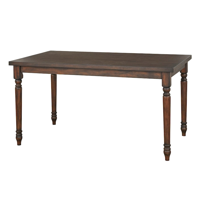 60" Rectangular Dining Table with Turned Wood Legs — Rustic Farmhouse Style
