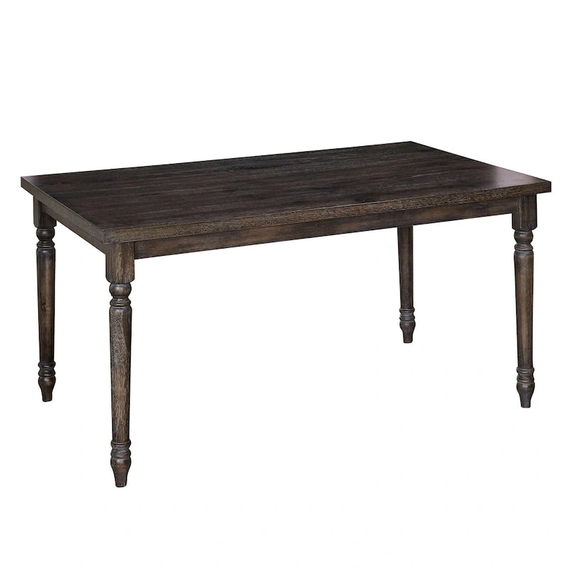 60" Rectangular Dining Table with Turned Wood Legs — Rustic Farmhouse Style
