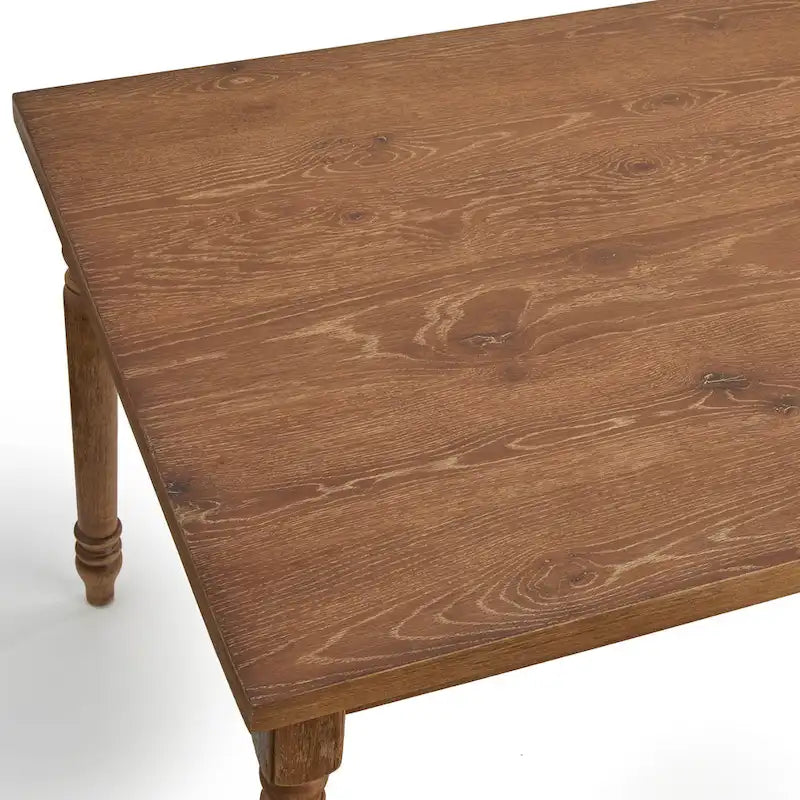 60" Rectangular Dining Table with Turned Wood Legs — Rustic Farmhouse Style