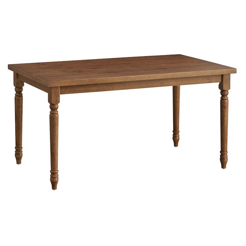 60" Rectangular Dining Table with Turned Wood Legs — Rustic Farmhouse Style