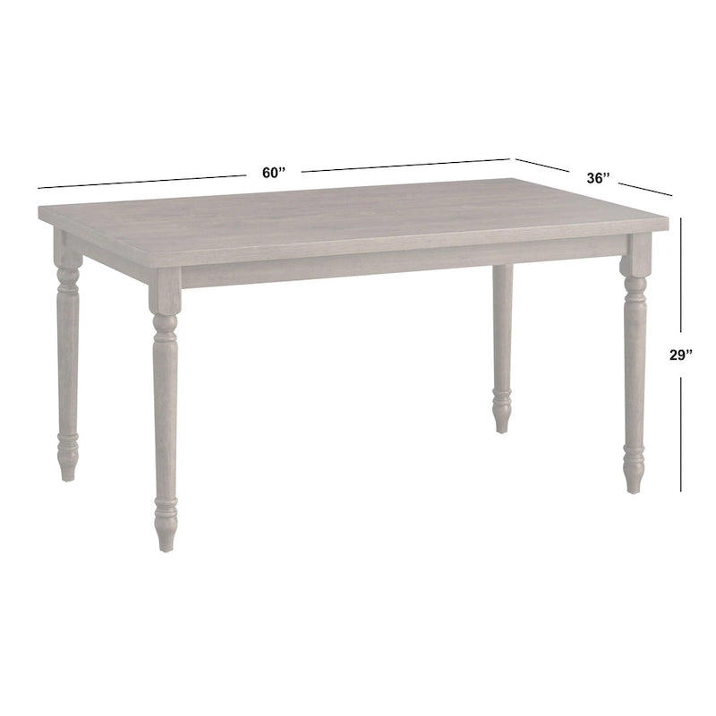 60" Rectangular Dining Table with Turned Wood Legs — Rustic Farmhouse Style