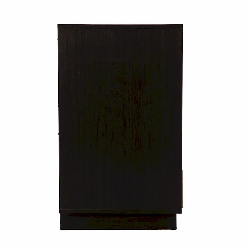 Double-Door Carved Floral Leaf Sideboard Cabinet — Dark Brown & Natural Two-Tone