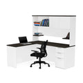L-Shaped Office Desk with Hutch & Filing Pedestal — Modern Home Office Workstation