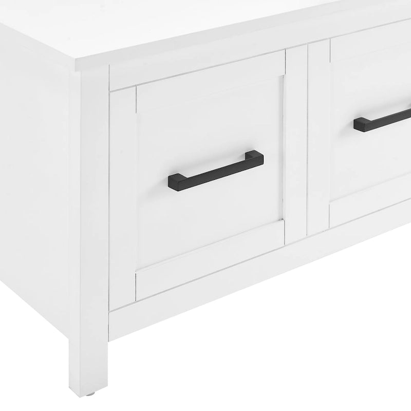 Entryway Hall Tree with Lift-Top Storage Bench & Herringbone Back Panel — White