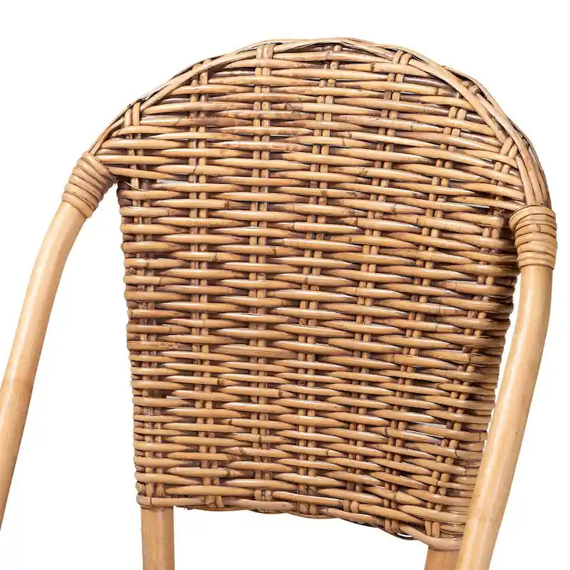 Bohemian Natural Rattan Dining Chair – Openwork Round Back, Stackable