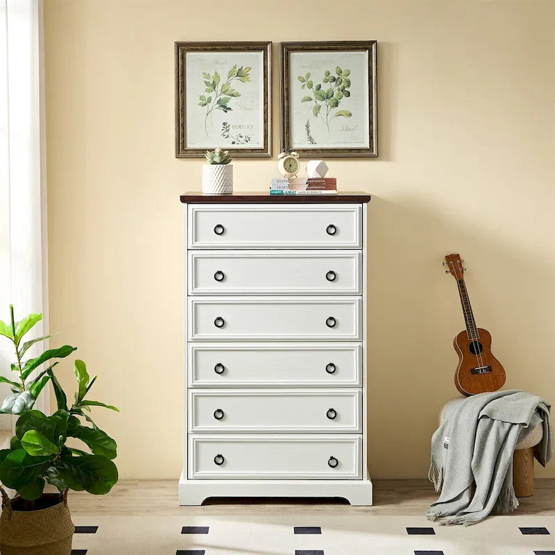 Modern 6-Drawer Bedroom Dresser – Wide Glide Drawers & Anti-Tip Safety Design