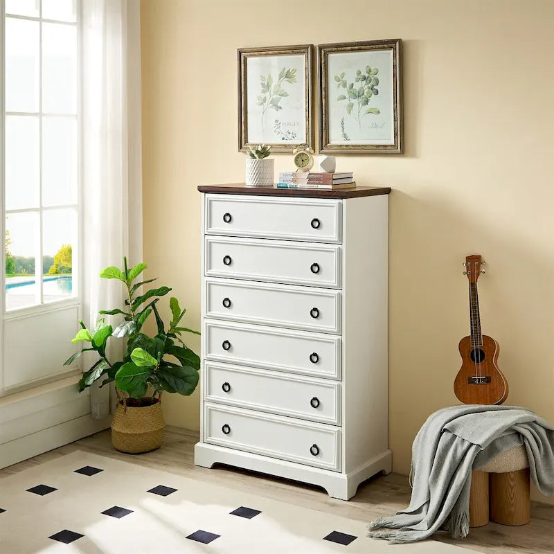 Modern 6-Drawer Bedroom Dresser – Wide Glide Drawers & Anti-Tip Safety Design