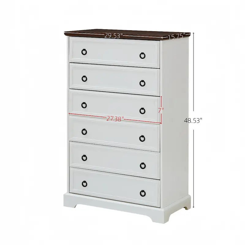 Modern 6-Drawer Bedroom Dresser – Wide Glide Drawers & Anti-Tip Safety Design