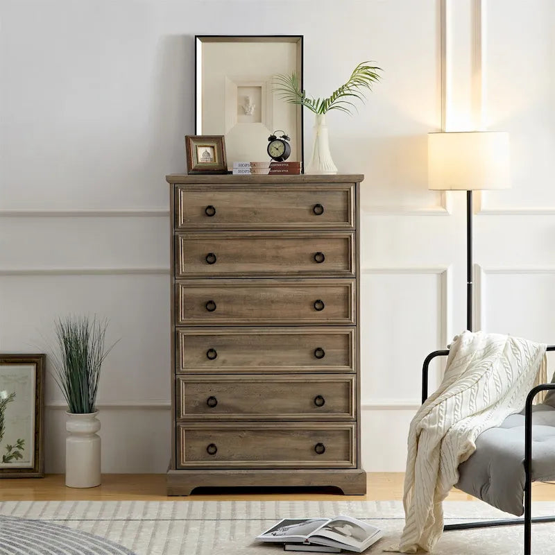 Modern 6-Drawer Bedroom Dresser – Wide Glide Drawers & Anti-Tip Safety Design