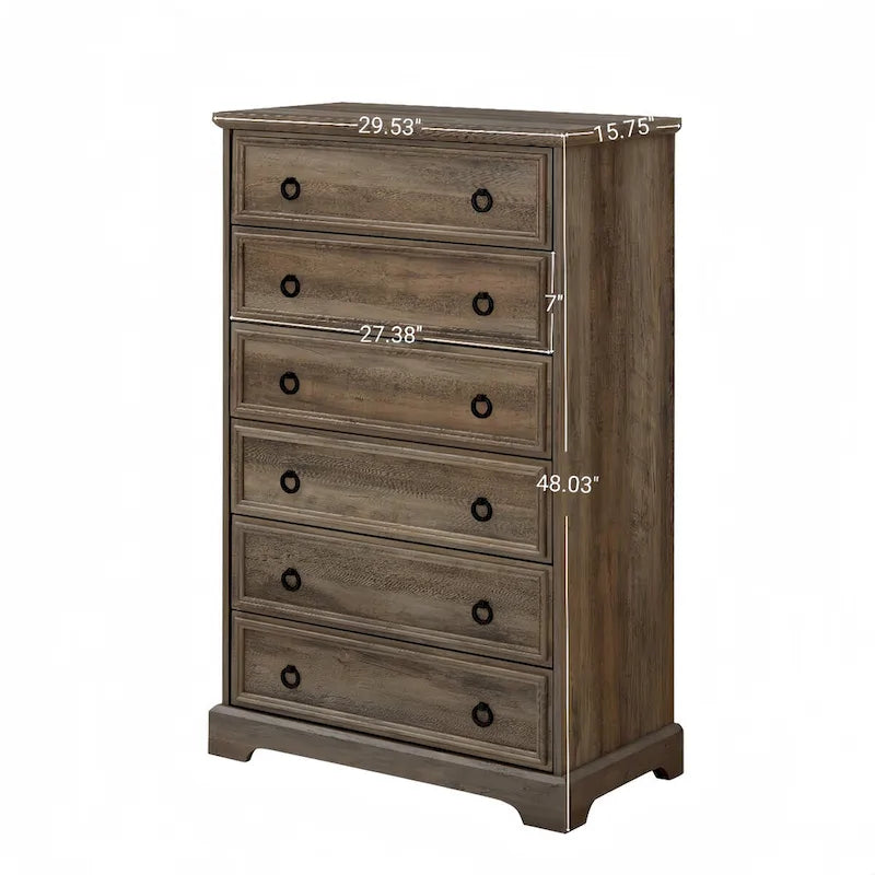 Modern 6-Drawer Bedroom Dresser – Wide Glide Drawers & Anti-Tip Safety Design