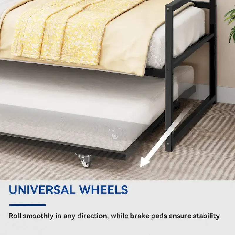 Twin Metal Daybed with Pull-Out Trundle – Adjustable Height & Dual Headboards