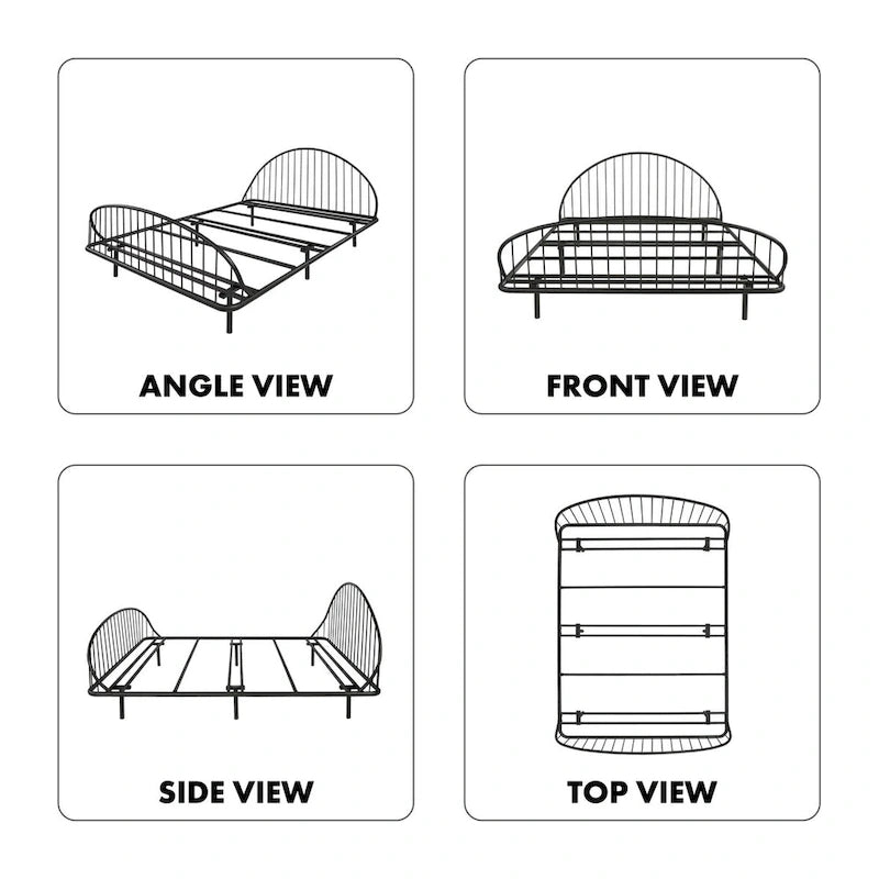Curved Metal Bed Frame with Arched Headboard — No Box Spring Needed