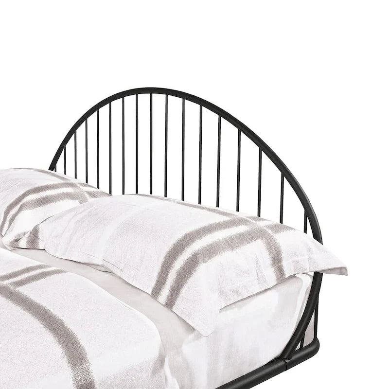 Curved Metal Bed Frame with Arched Headboard — No Box Spring Needed