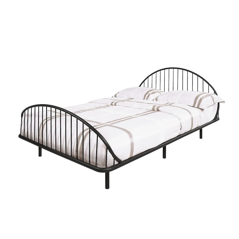 Curved Metal Bed Frame with Arched Headboard — No Box Spring Needed
