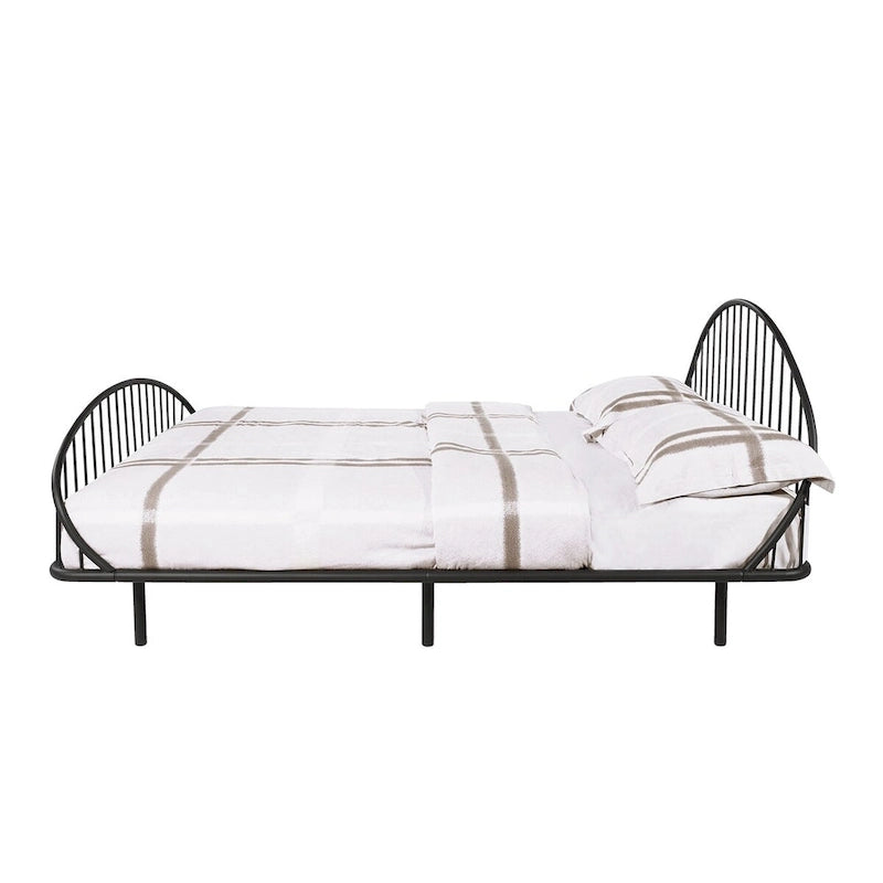 Curved Metal Bed Frame with Arched Headboard — No Box Spring Needed