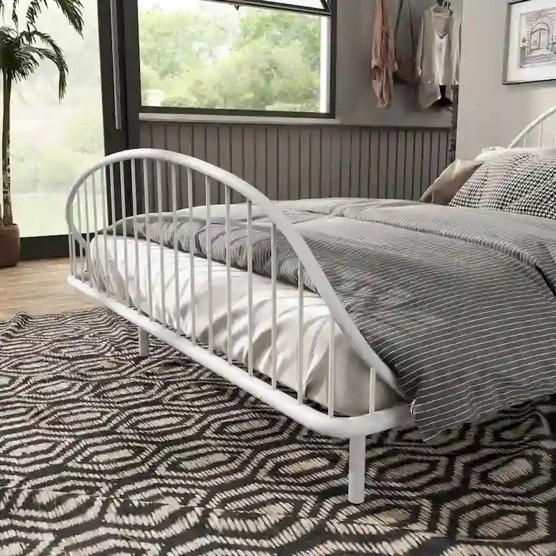 Curved Metal Bed Frame with Arched Headboard — No Box Spring Needed