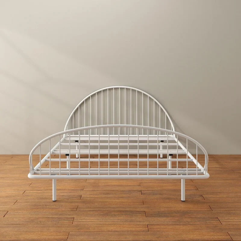Curved Metal Bed Frame with Arched Headboard — No Box Spring Needed
