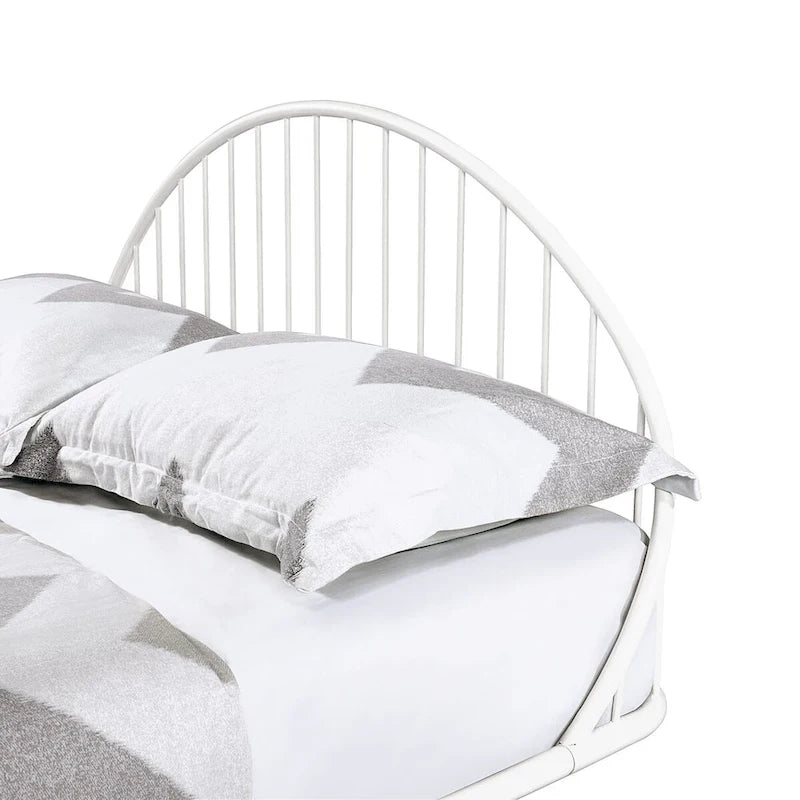 Curved Metal Bed Frame with Arched Headboard — No Box Spring Needed